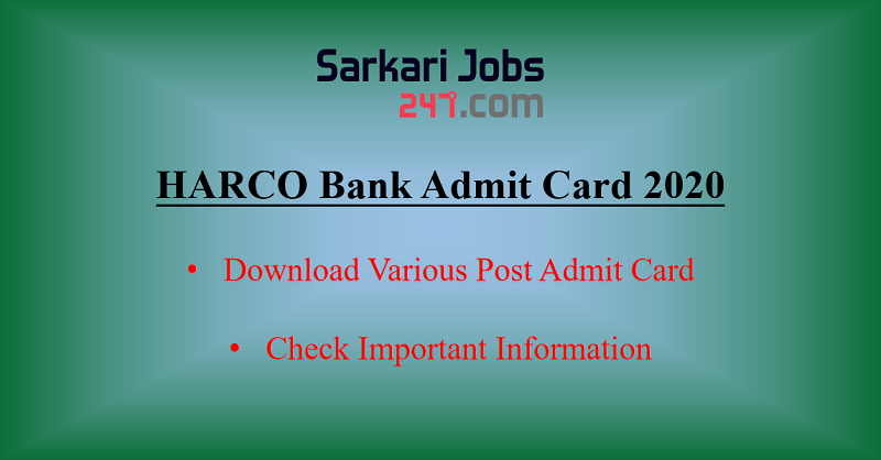 HARCO Bank Admit Card 2020 For Clerk Out @harcobank.org.in_30.1