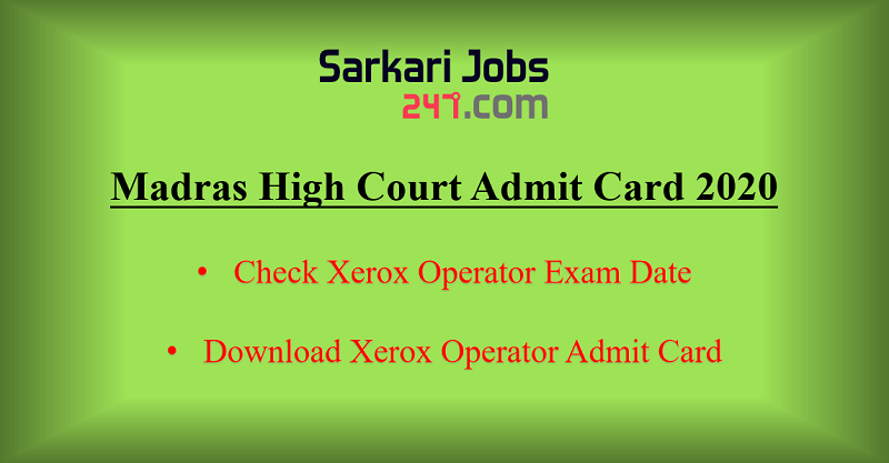 Madras High Court Admit Card 2020 Out: Download Admit Card_30.1