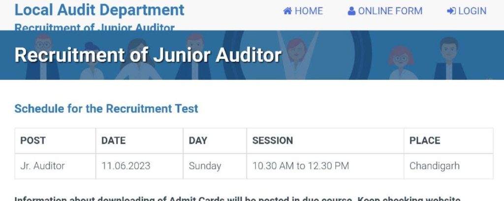 Chandigarh Junior Auditor Exam date 2023 Exam Schedule 1 Chandigarh Junior Auditor Exam date 2023-1