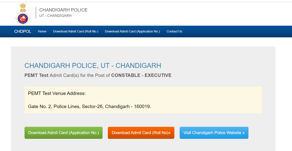 Chandigarh Police Constable Admit Card 2023