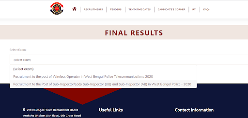 WB Police SI Final Result 2023 Out, Check WB Police SI Cut Off 1 WB Police SI Result- 1