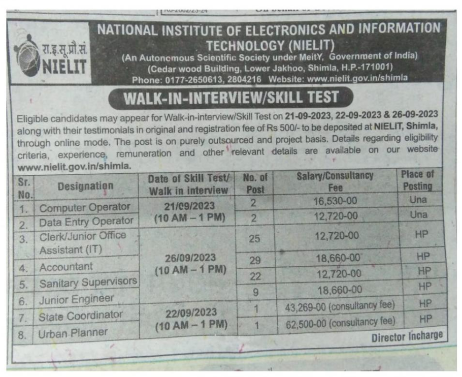 NIELIT Recruitment 2023 Notification OUT for 91 Posts 3 NIELIT Recruitment 2023