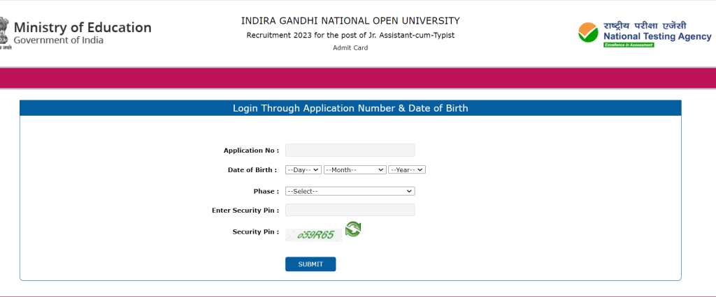 IGNOU JAT Admit Card