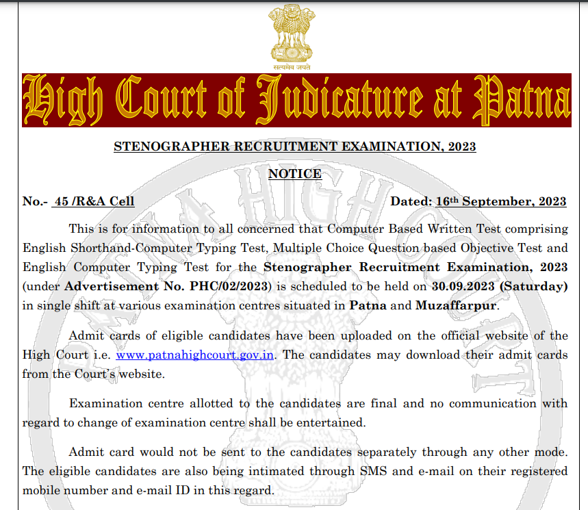 Admit Cards