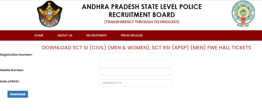AP SLPRB SI Hall Ticket 2023 Download