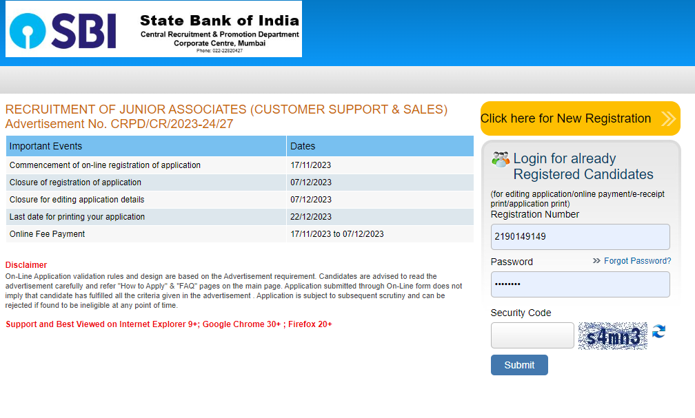 SBI Clerk Apply Online 2023