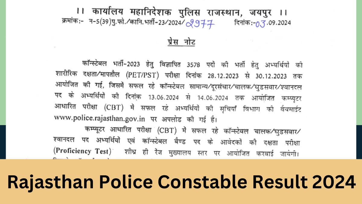 Rajasthan Police Constable Result 2024