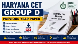 Haryana CET Group D Previous Year Paper, Download PDFs
