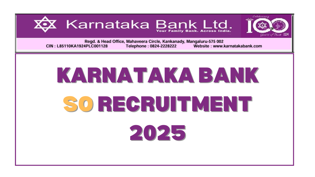 Karnataka Bank SO Recruitment 2025