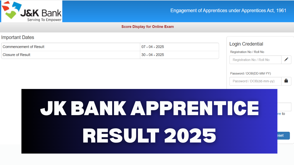 JK Bank Apprentice Result 2025