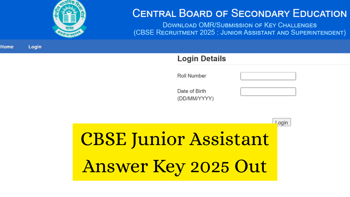 CBSE Junior Assistant Answer Key 2025