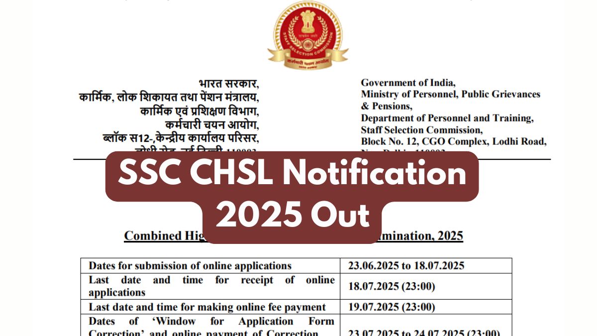 SSC CHSL Notification 2025 Out