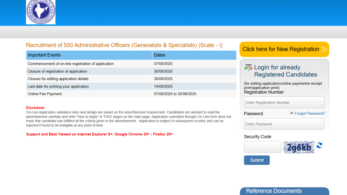 NIACL AO Apply Online 2025
