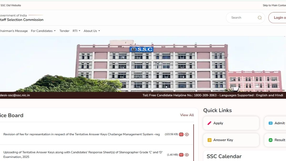 SSC Stenographer Answer Key 2025