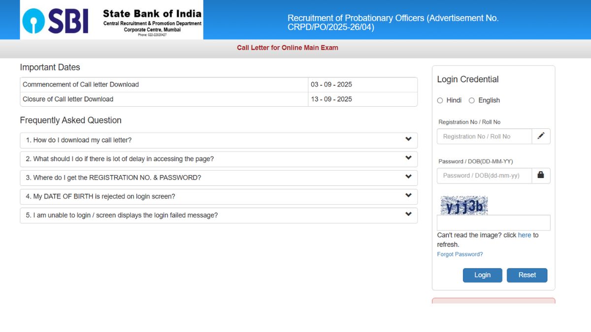 SBI PO Mains Admit Card 2025 Out