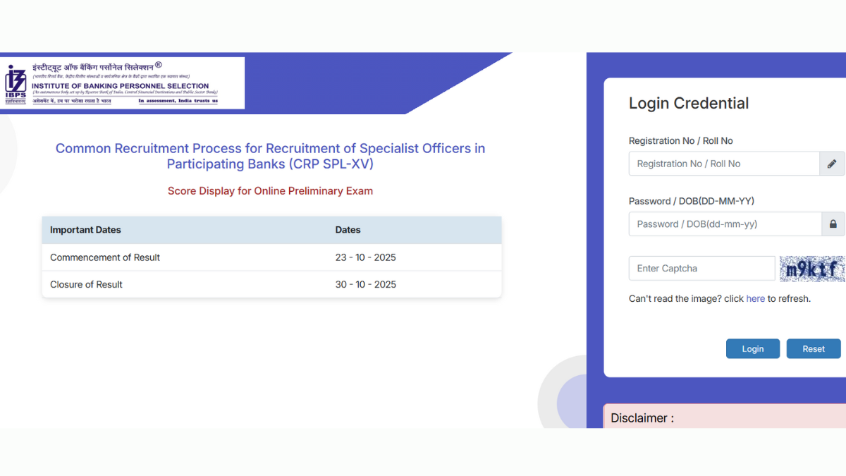 IBPS SO Prelims Score Card 2025 Out