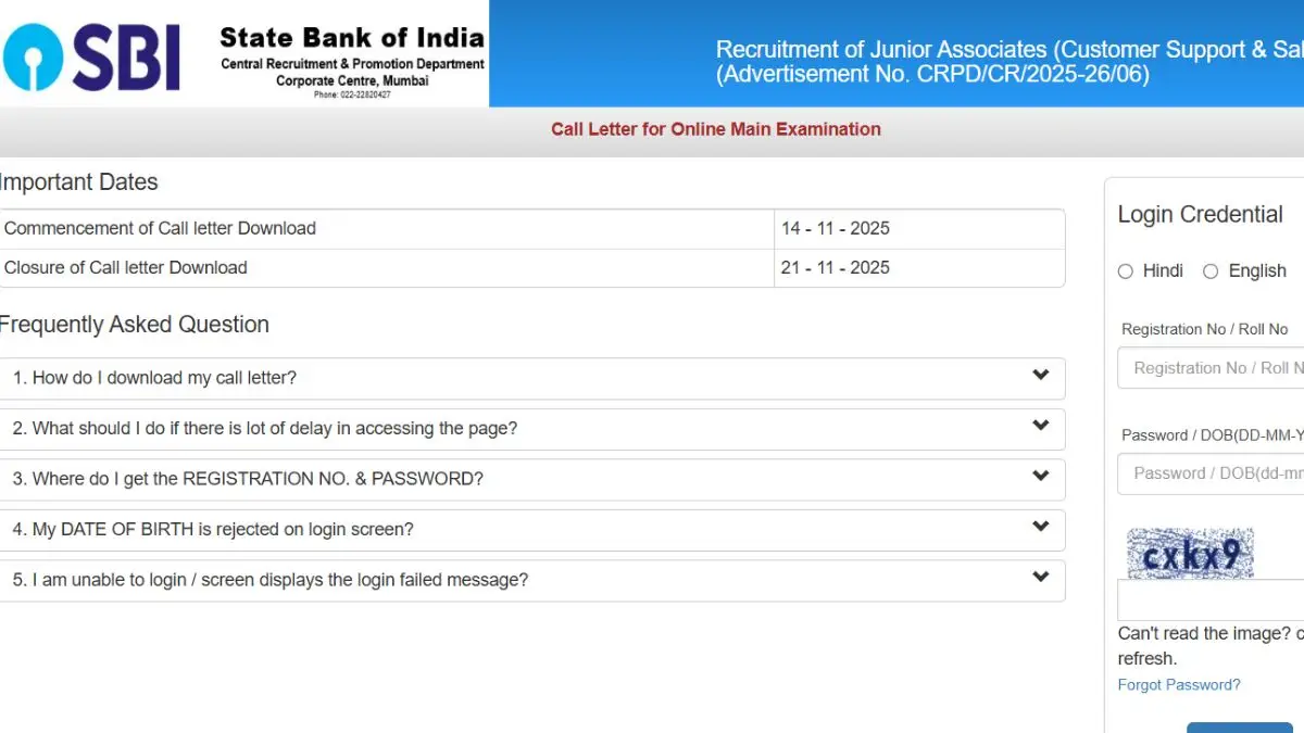 SBI Clerk Mains Admit Card 2025 Out, Call Letter Link Active @sbi.co.in 3 Admit Cards