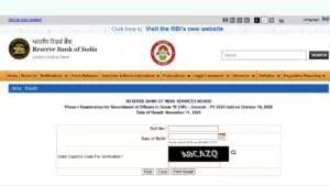 RBI Grade B Phase 1 Score Card 2025