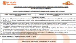 Bank of Baroda IT Manager Recruitment 2026