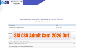 SBI CBO Admit Card 2026 Out for Exam on 14 March, Download Call Letter