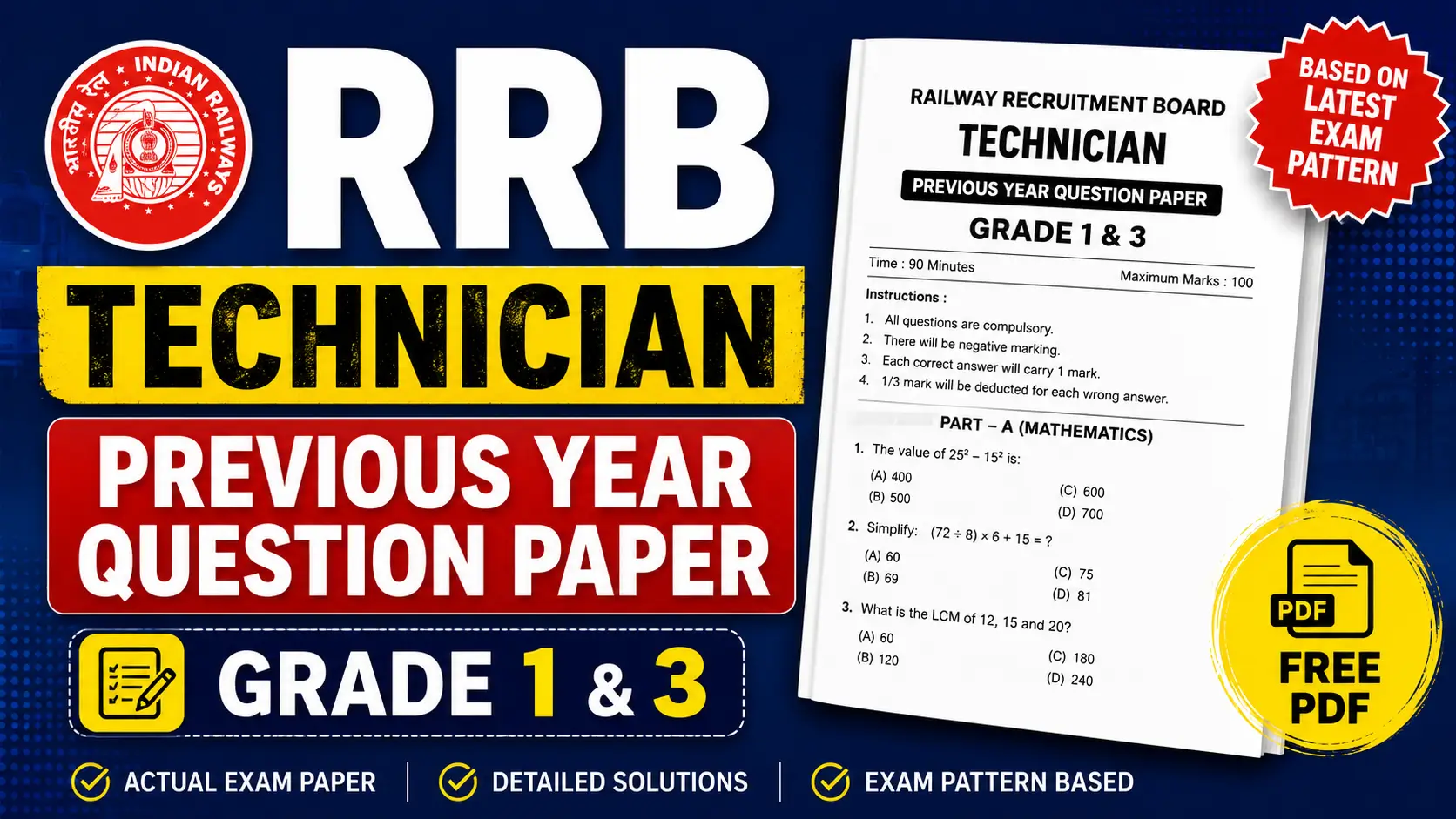 RRB Technician Previous Year Question Paper
