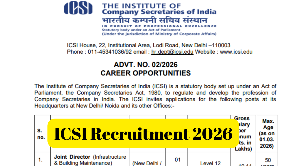 ICSI Recruitment 2026