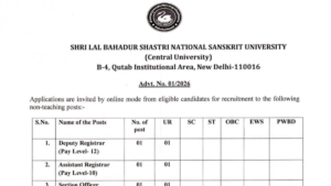 SLBSRSV Recruitment 2026