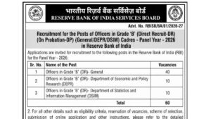RBI Grade B Notification 2026 Out (60 Posts), Download Official PDF