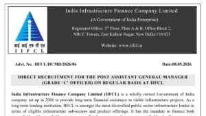 IIFCL AGM Recruitment 2026 Out For 9 Posts, No Written Exam, Check Eligibiliyy