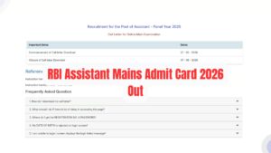RBI Assistant Mains Admit Card 2026