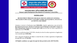 Central Bank of India AGM Recruitment 2026