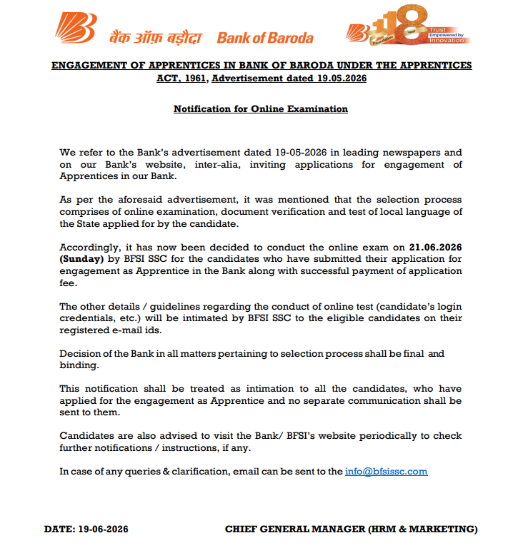 BOB Apprentice Exam Date 2026 Out, Check Exam Schedule, Exam Pattern 4 Bank