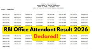 RBI Office Attendant Result 2026 Out at rbi.org.in, Download Official Result PDF
