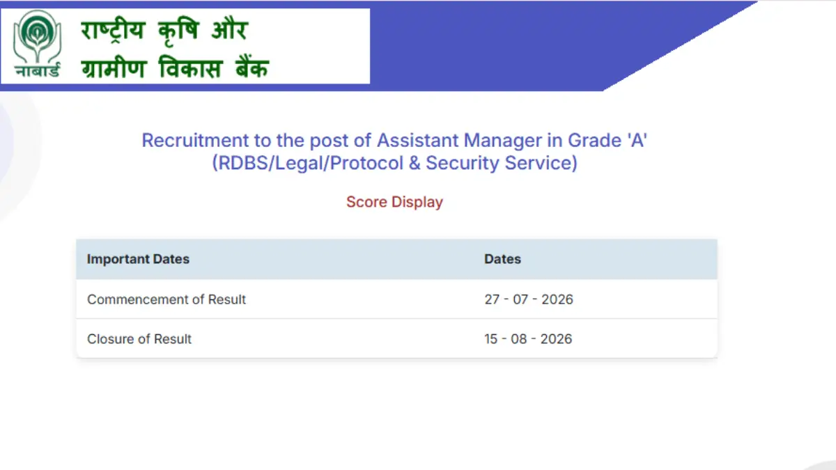 NABARD Grade A Score Card 2026