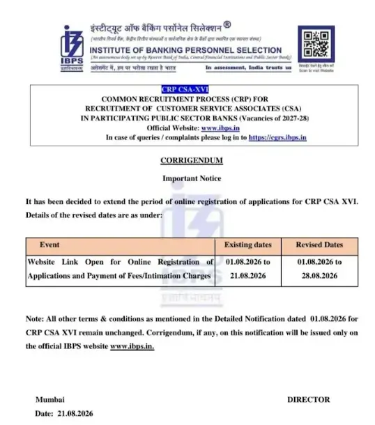IBPS Clerk Apply Online 2026 Extended, Last Date to Submit Form is 28 August 4 Bank