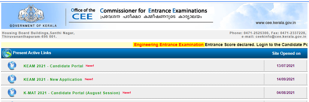 KEAM Result 2021 (Declared) @cee.kerala.gov.in; Check Score card, Rank List here_50.1