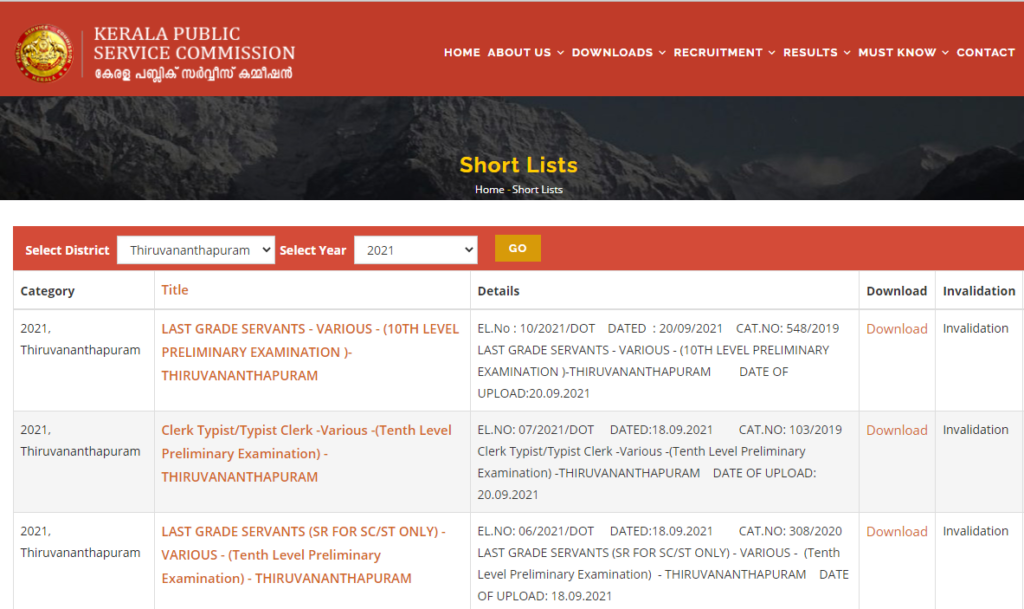 Kerala PSC LGS Prelims Results 2021(Out) @keralapsc.gov.in;_70.1