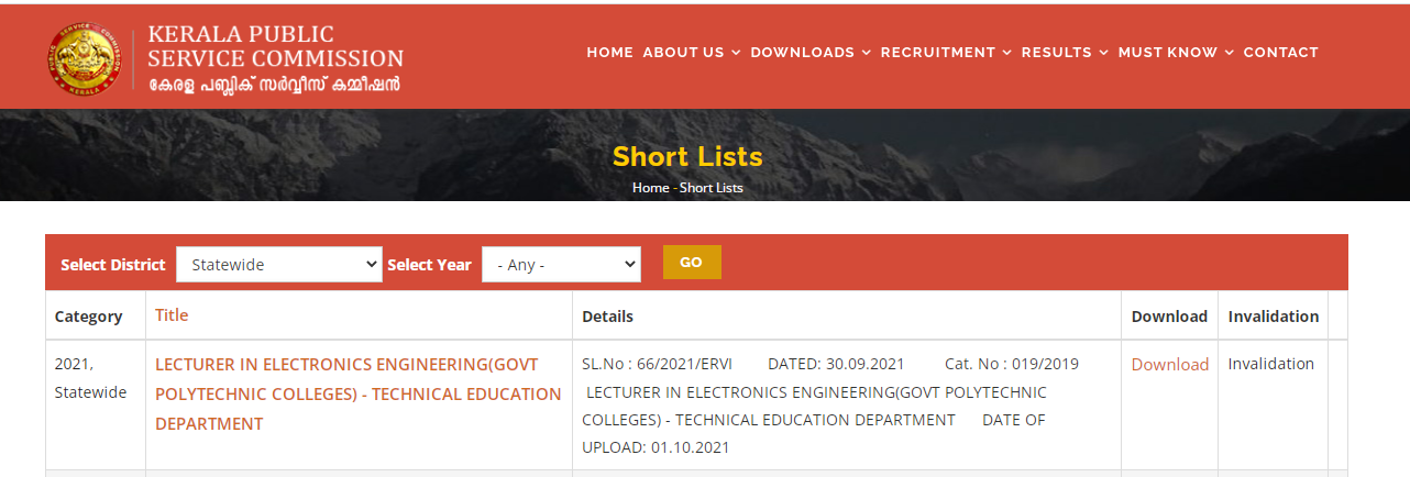 Kerala PSC Lecturer in Electronics Engineering Shortlist 2021| Technical Education Department_50.1