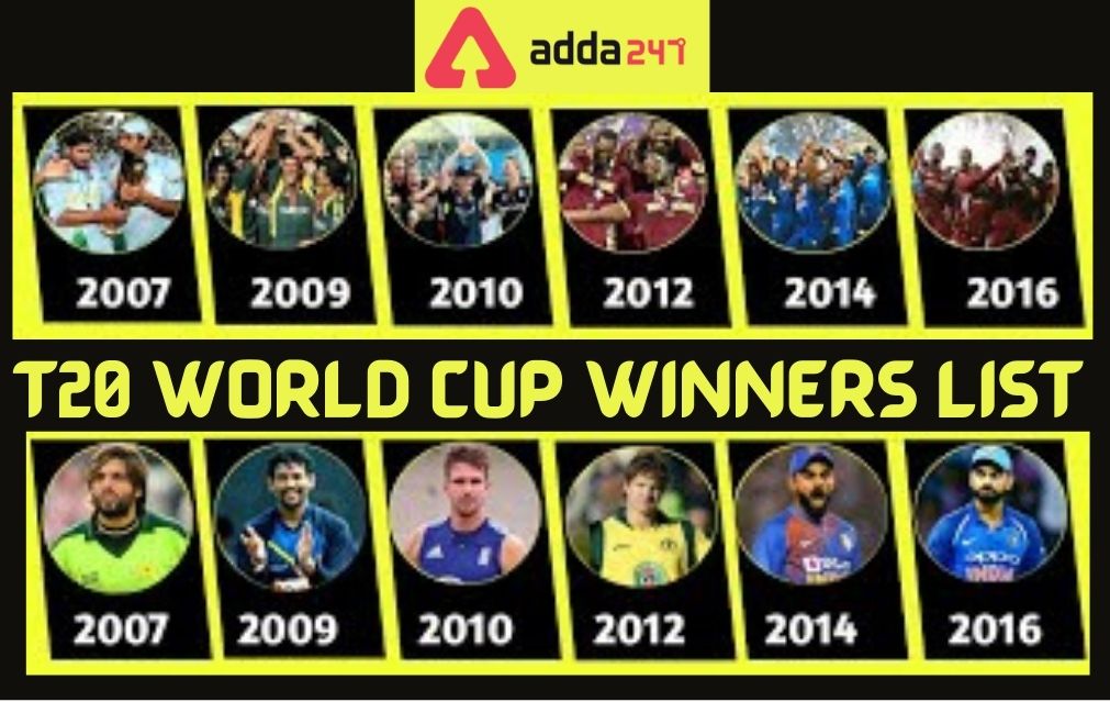 T20 World Cup Winners List