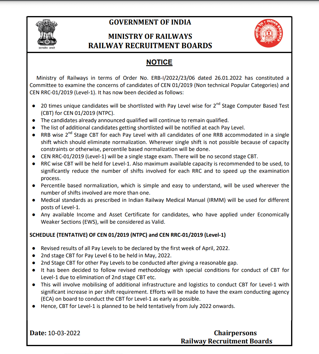 RRB NTPC CBT 2 Exam Date 2022 Out, Check New Schedule_50.1