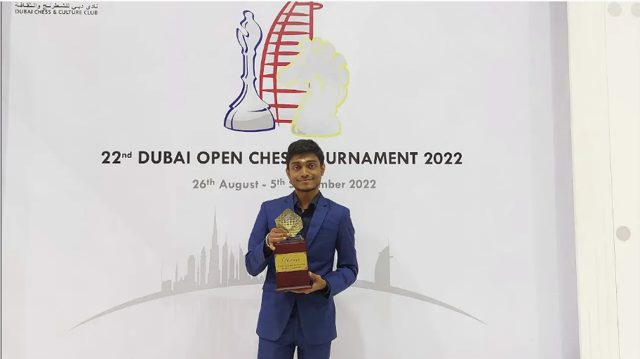 Indian GM Aravindh Chithambaram wins Dubai Open chess Tournament