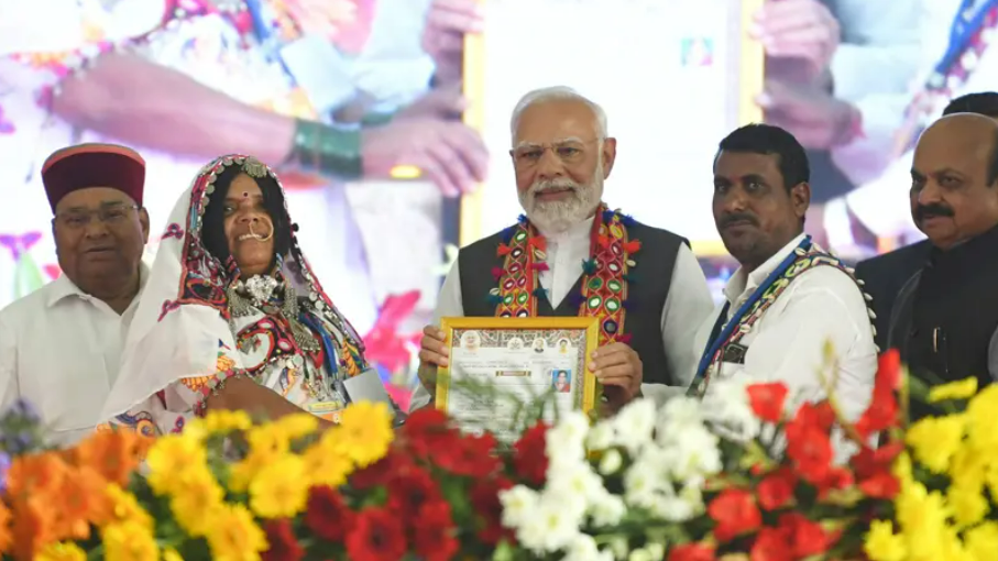 PM Modi Distributed Land Title Deeds or ‘Hakku Patra’ to Banjaras