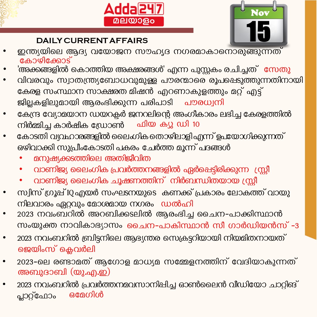 പ്രതിദിന കറന്റ് അഫയേഴ്സ് മലയാളത്തിൽ- 15 നവംബർ 2023_3.1