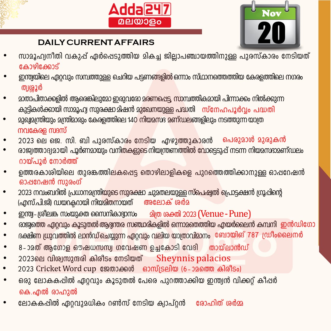 പ്രതിദിന കറന്റ് അഫയേഴ്സ് മലയാളത്തിൽ- 20 നവംബർ 2023_3.1