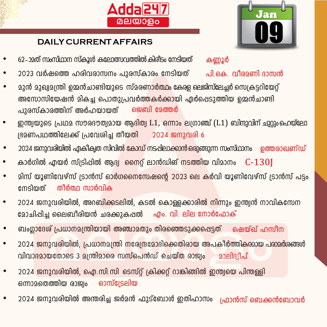 പ്രതിദിന കറന്റ് അഫയേഴ്സ് മലയാളത്തിൽ- 09 ജനുവരി 2024_3.1