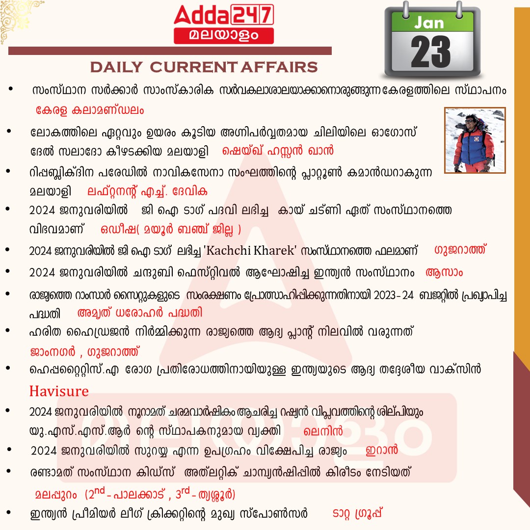 പ്രതിദിന കറന്റ് അഫയേഴ്സ് മലയാളത്തിൽ- 23 ജനുവരി 2024_3.1