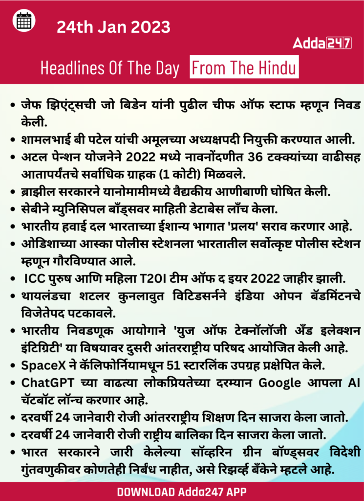 Daily Current Affairs in Marathi