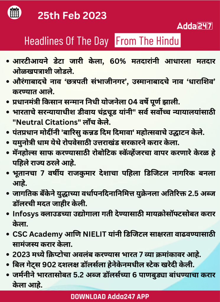 Daily Current Affairs in Marathi