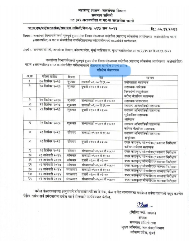 WRD जलसंपदा भरती सुधारित वेळापत्रक 2023, नवीन शुद्धीपत्रक जाहीर_3.1