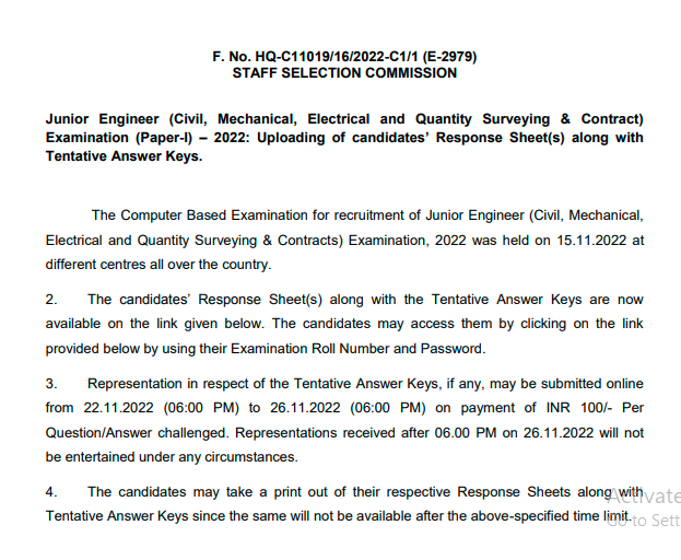 SSC JE Answer Key 2022
